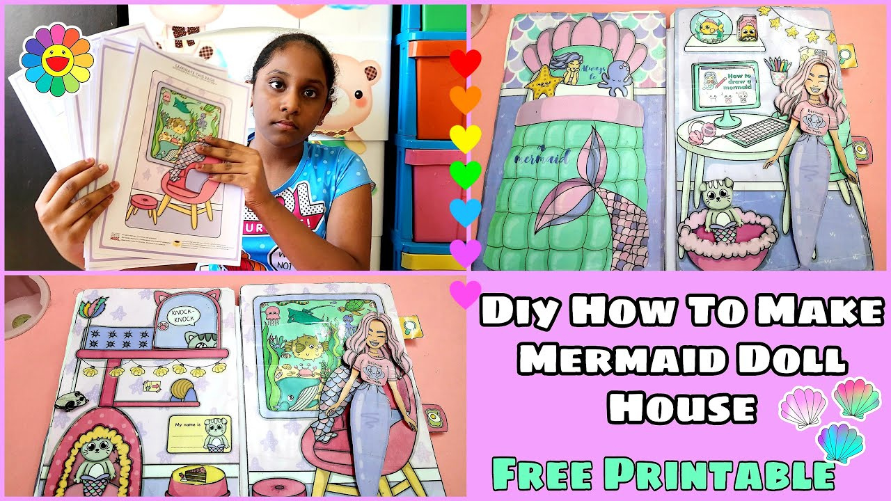 Diy Paper Mermaid Doll House🤩 ⭐ Quiet Book Made With Paper /Free Printables | Kate Made Easy Crafts within Kate Made Printable Paper Doll House
