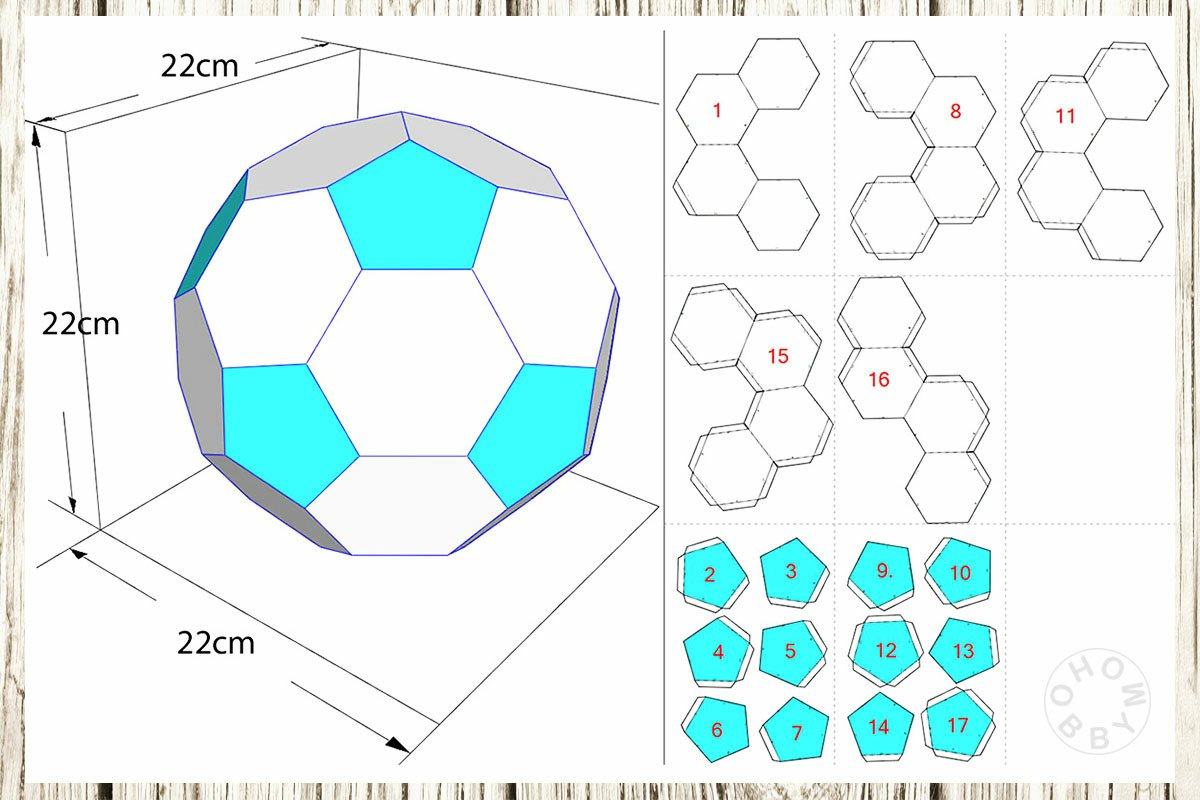 Diy Paper Soccer Ball 3D Papercraft Printable Pdf throughout Printable Paper Football Template