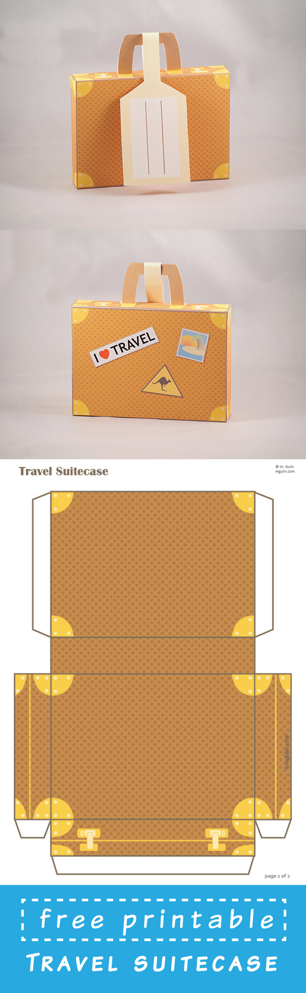 Diy Printable Travel Suitcase With Address Tag - M. Gulin in Free Printable Paper Suitcase Template