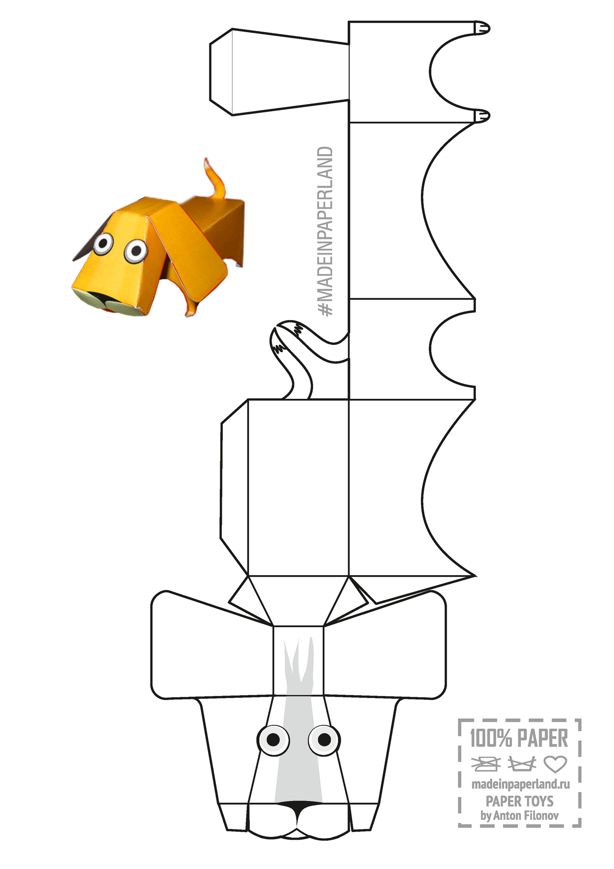 Dog Paper Model - Free Printable Paper Modelsanton Filonov for Printable Paper Dog Template