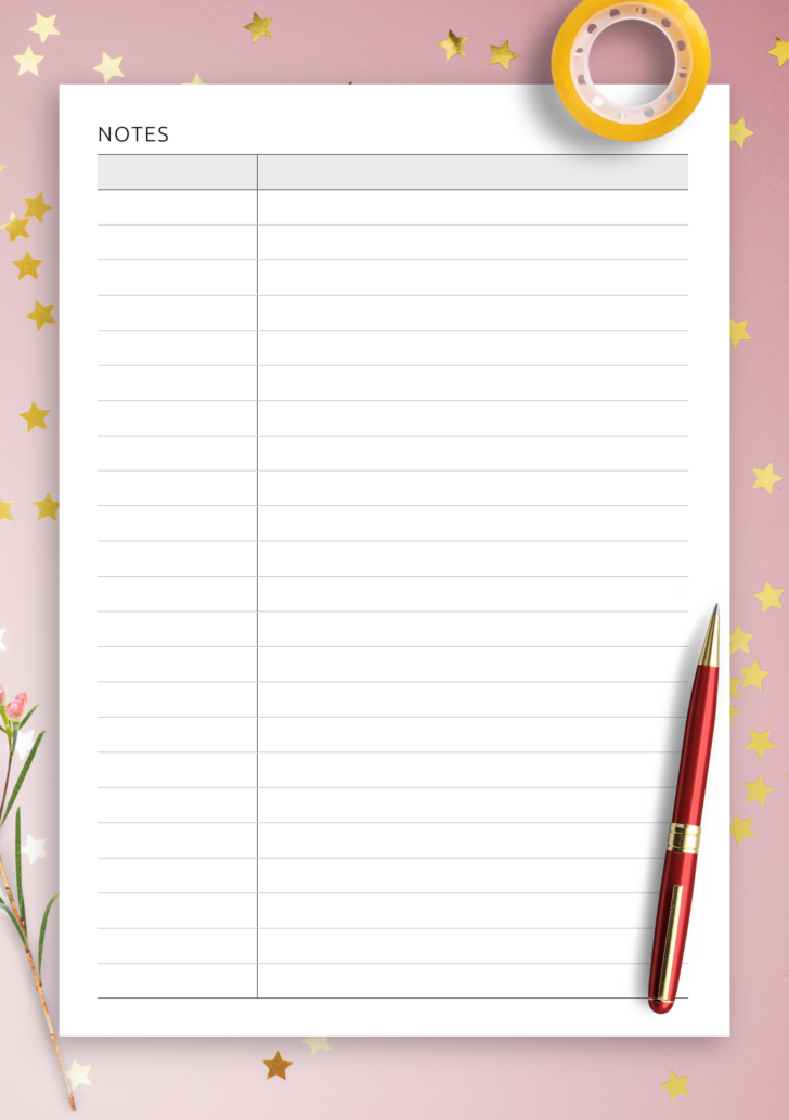 Printable Paper with Columns