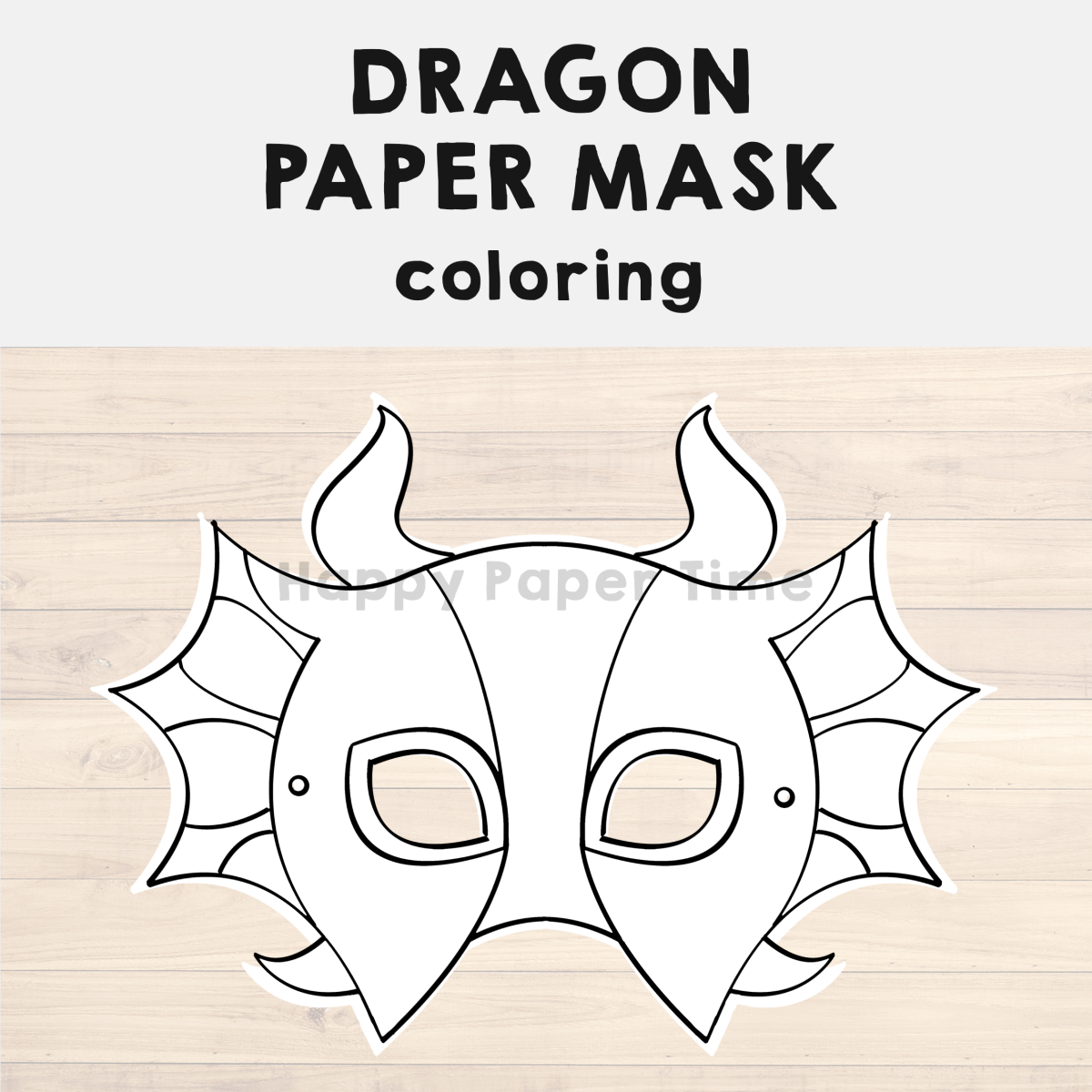 Dragon Paper Mask Printable Fairytale Animal Coloring Craft for Printable Paper Mask Template