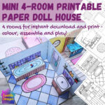Druckbares Mini Papier Puppenhaus Bastelset   4 Pop Up Räume Zum Inside Printable Paper Products