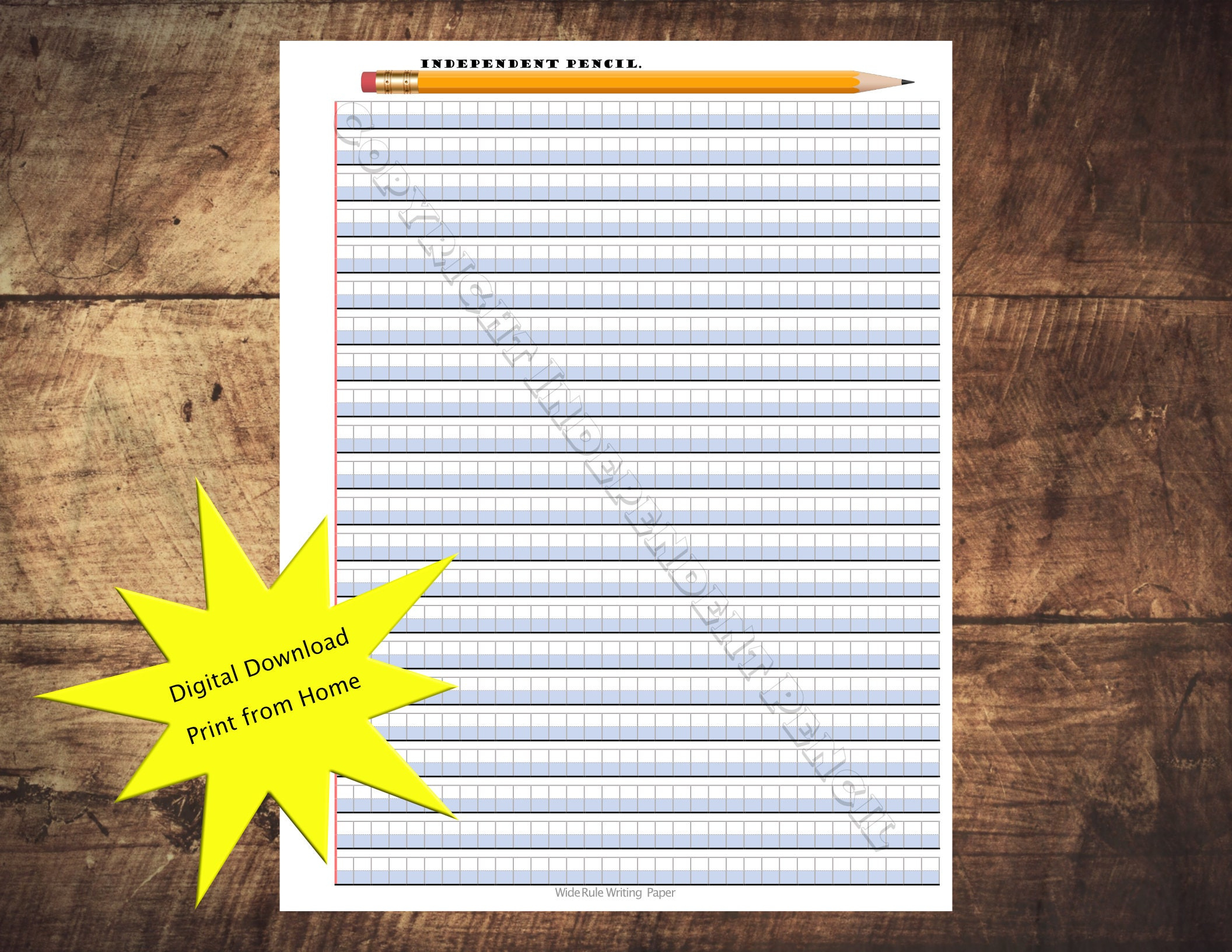 Dysgraphia Dyslexia Wide Rule Notebook Paper Digital Download - Etsy inside Printable Paper For Dysgraphia