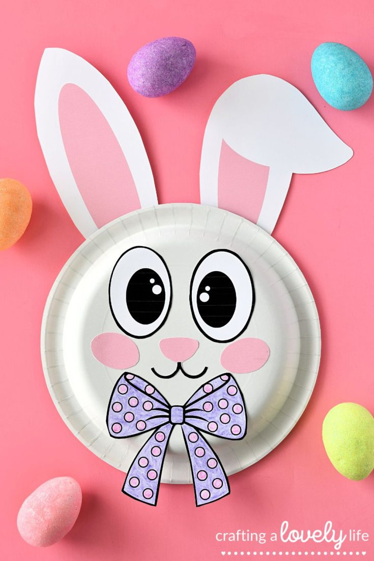 Easter Bunny Paper Plate Craft With Free Printable for Printable Paper Plate Bunny