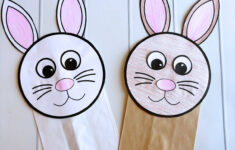 Easy Bunny Paper Bag Puppet Craft (Free Printable!) - Simply Full for Free Printable Paper Bag Bunny Puppet Templates