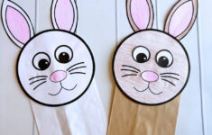 Easy Bunny Paper Bag Puppet Craft (Free Printable!) - Simply Full within Free Printable Paper Bag Puppets