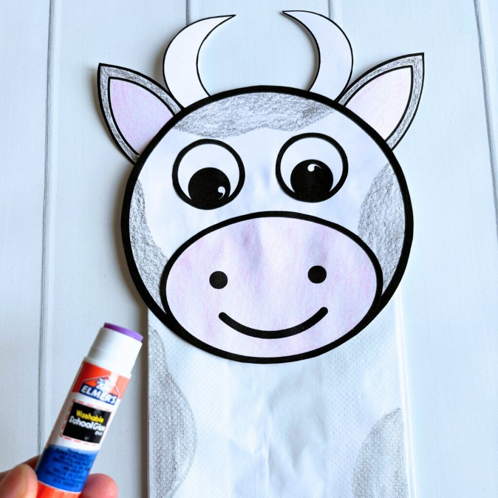Easy Cow Paper Bag Puppet (Free Printable Template!) - Simply Full within Printable Paper Cow