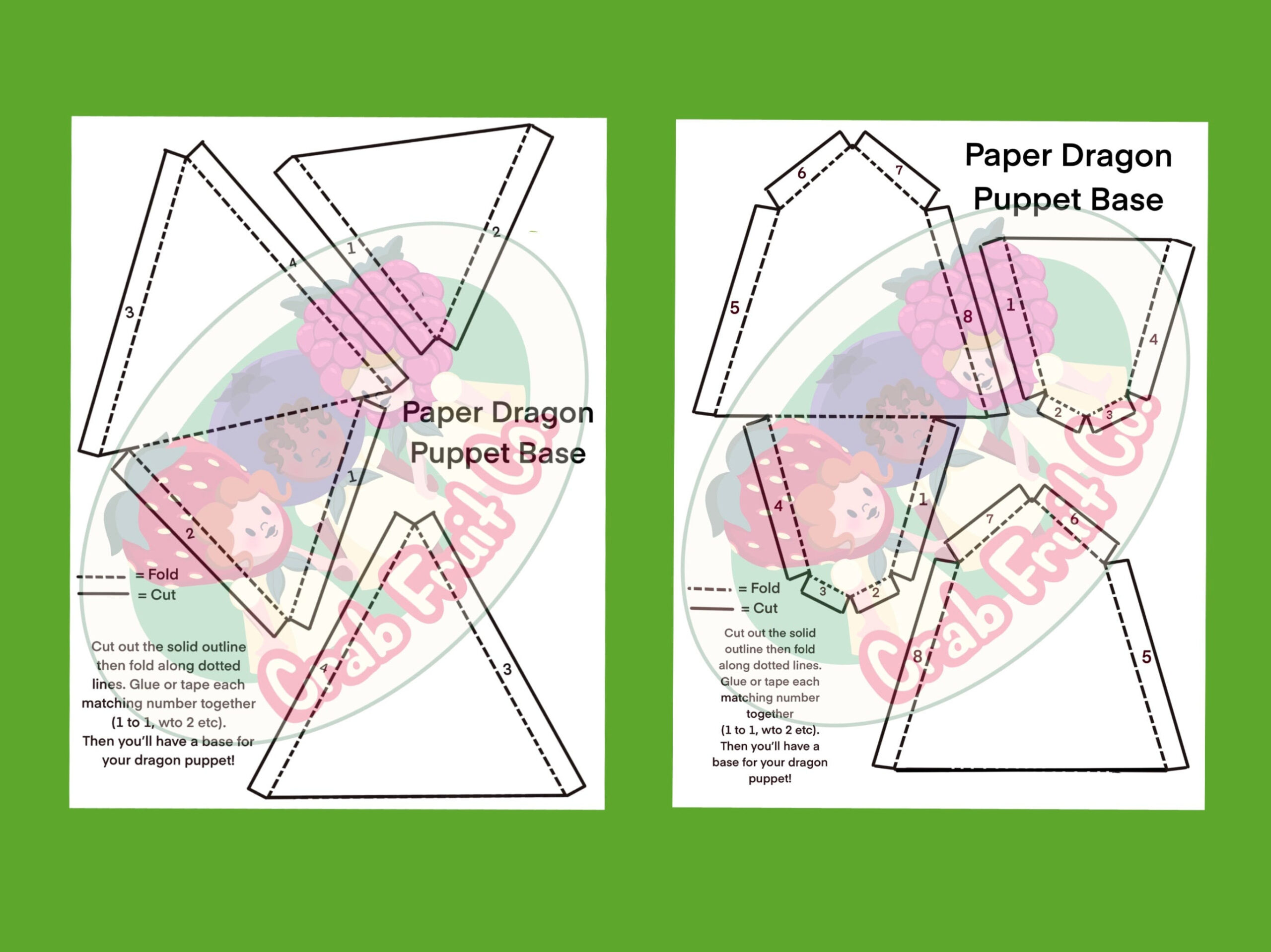Easy Paper Dragon Hand Puppet Base Printable Pdf Template Fun Kids intended for Printable Paper Dragon Puppet Template