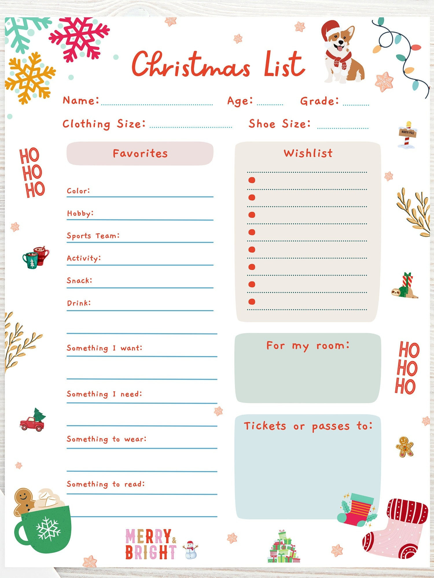 Editable Kids Christmas Wish List, Printable Gift Wish List inside Christmas List Printable Paper