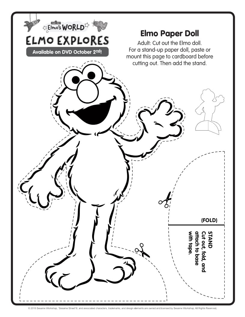 Elmo Paper Doll Printable Craft - Mama Likes This in Sesame Street Printable Paper