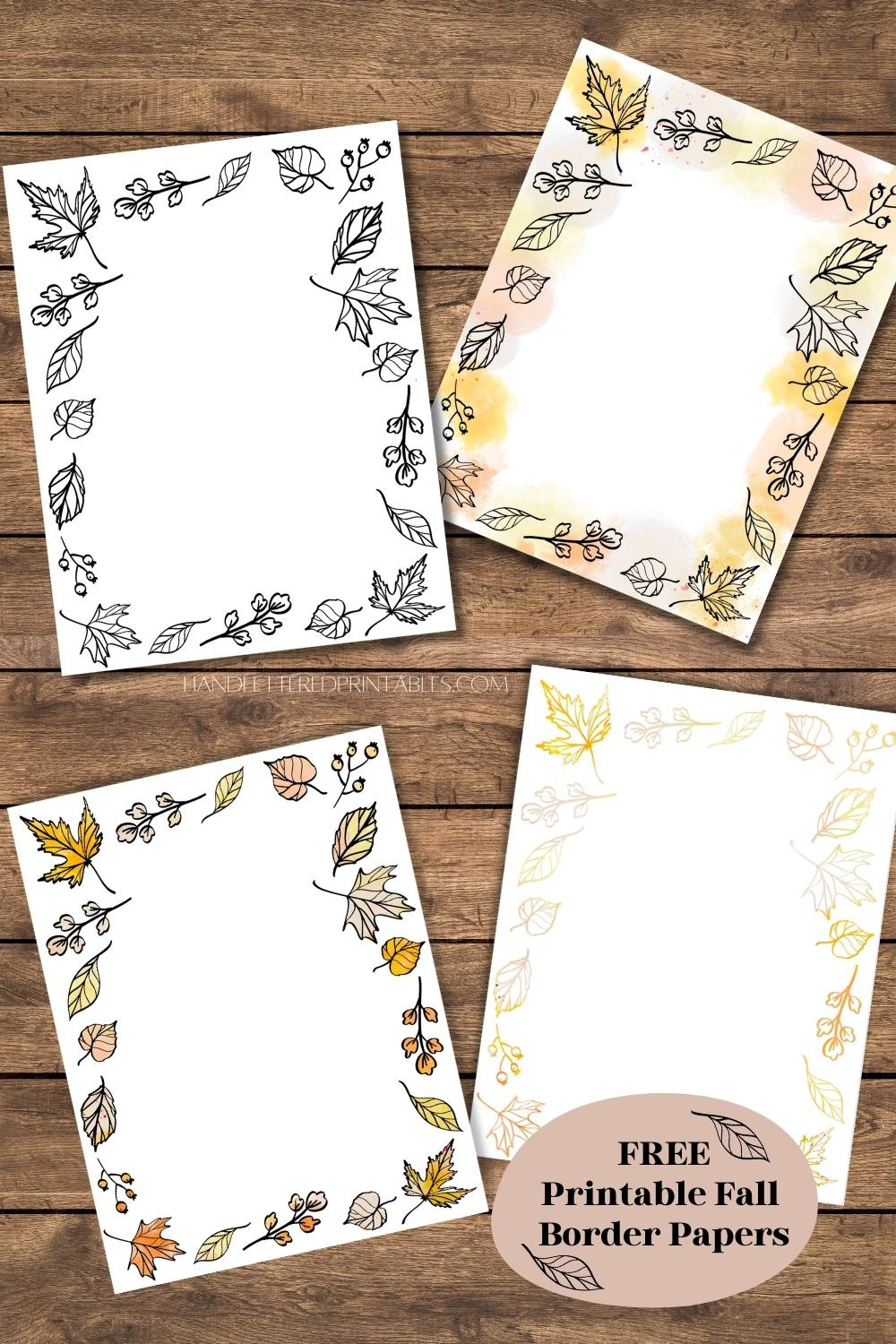 Fall Borders Free Printable Paper With Autumn Leaves - Hand in Fall Printable Paper