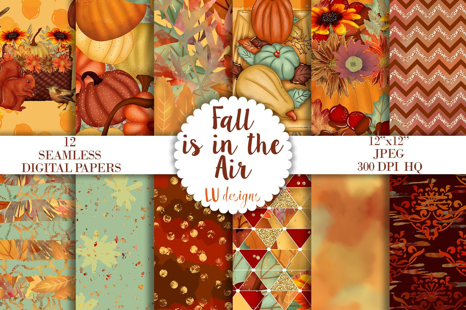 Fall Digital Papers, Autumn Backgrounds, Fall Patterns inside Fall Printable Paper