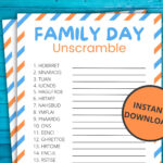 Family Day Unscramble Game | Printable Family Day Game | Family Inside Family Printable Paper Games