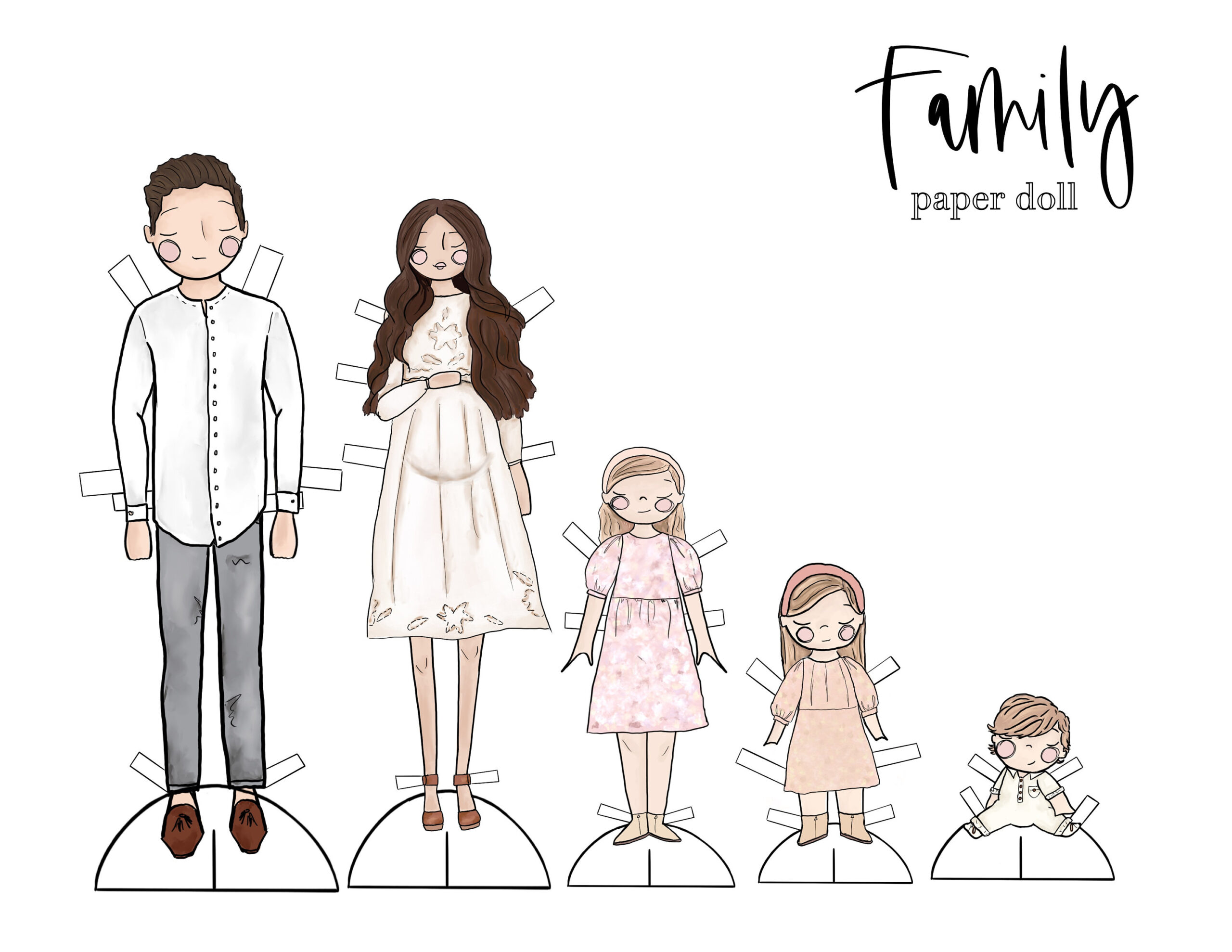 Family Portrait Paper Dolls / Family Paper Dolls / Family throughout Printable Paper Doll Family