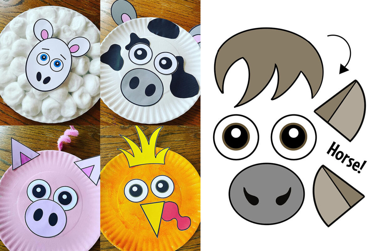 Farm Animal Crafts For Preschool! Free Printable 5-Pack! ⋆ The intended for Free Printable Paper Plate Animal Crafts Templates