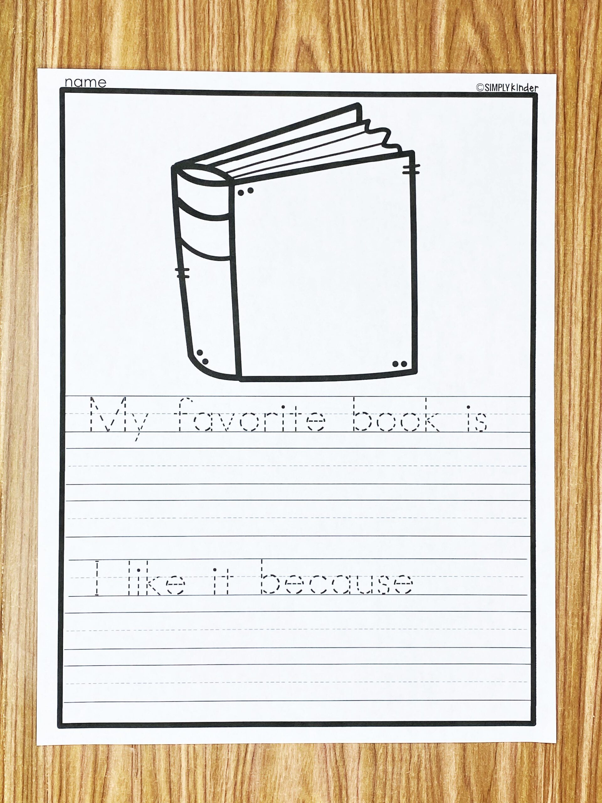 Favorite Book Free Printable - Simply Kinder with regard to Printable Paper Books For Kindergarten