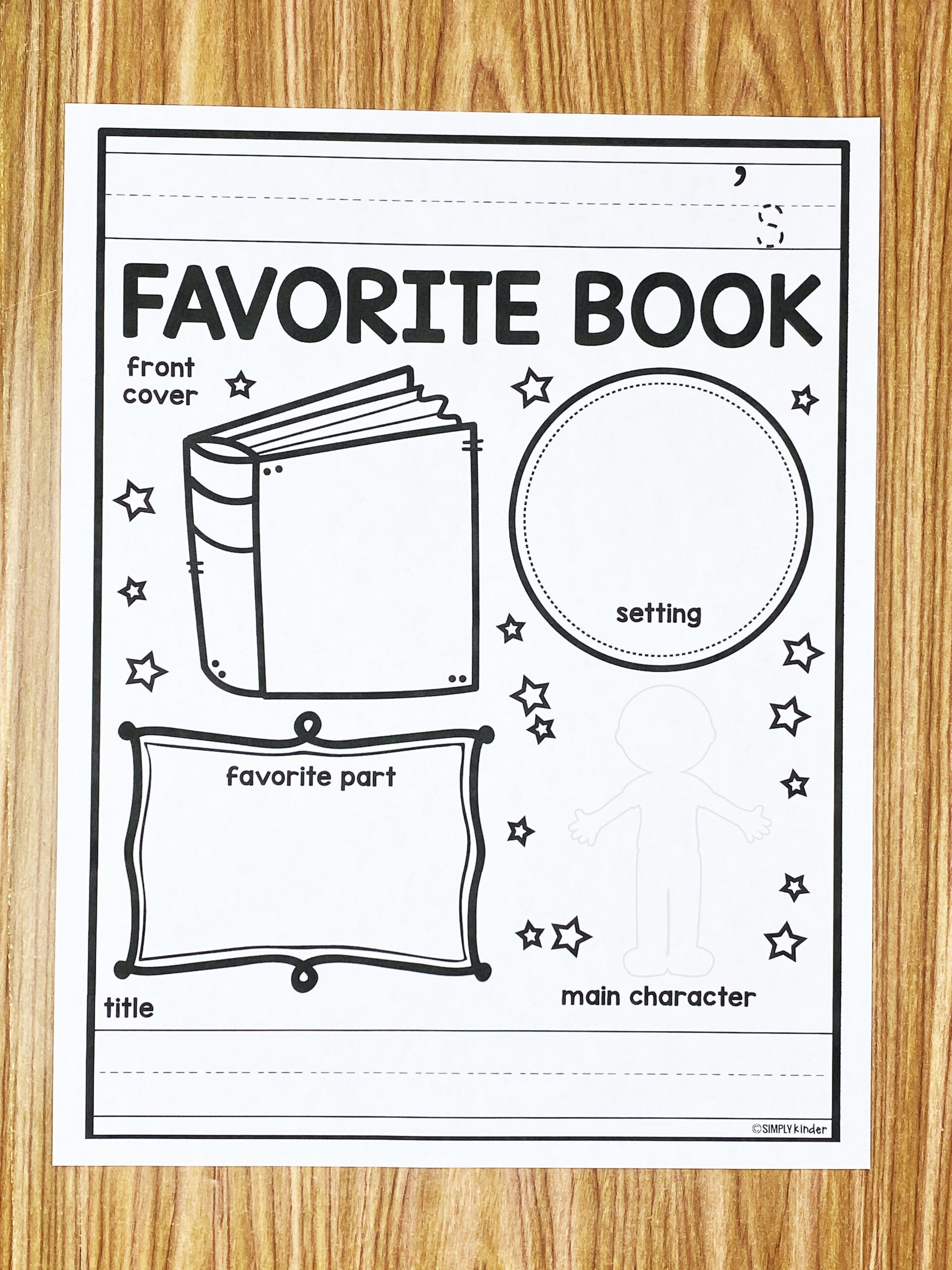 Favorite Book Free Printable - Simply Kinder with regard to Printable Paper Books For Kindergarten