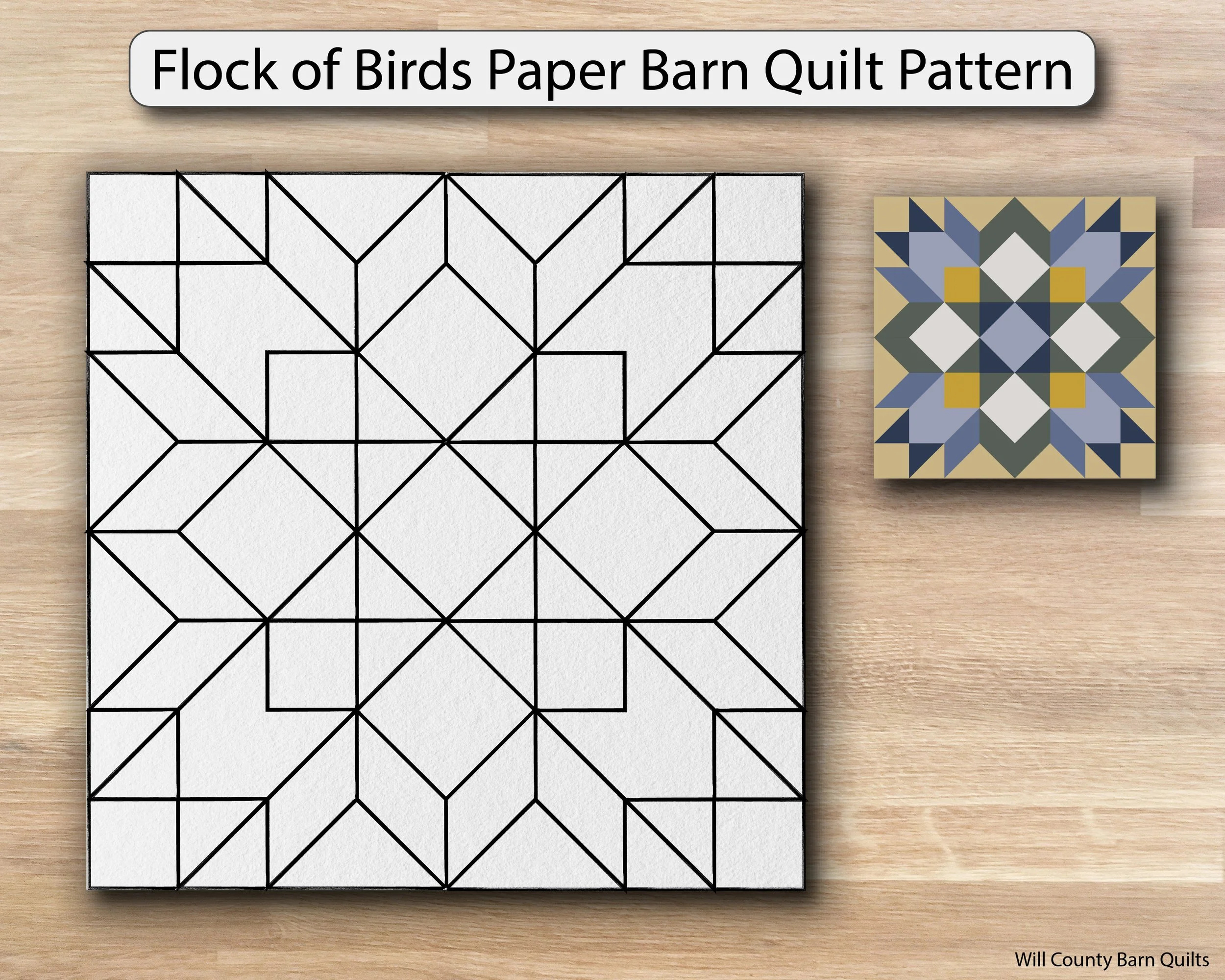 Flock Of Birds Paper Barn Quilt Pattern (Copy) — Will County Barn Quilt Trail for Printable Paper Quilt