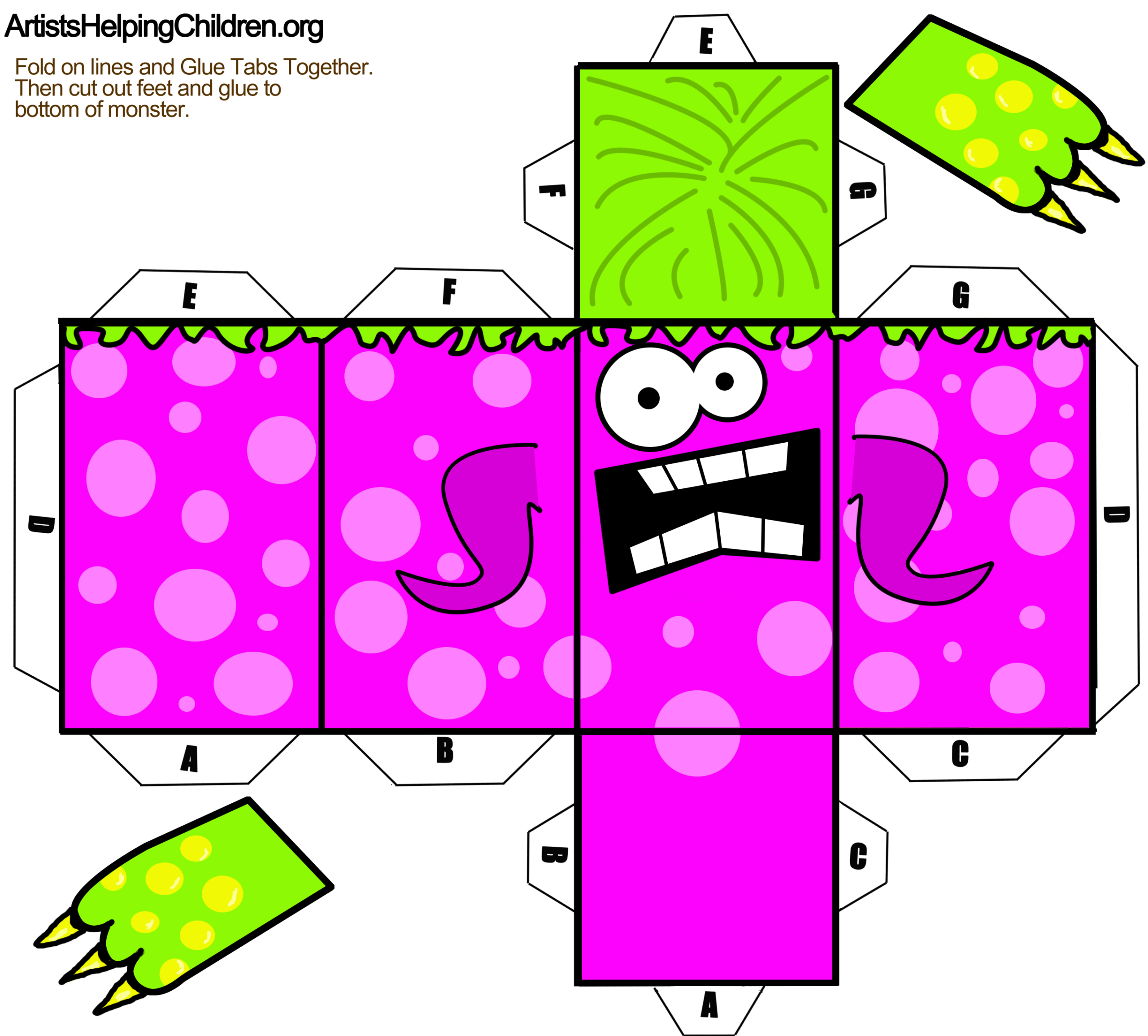 Foldable Paper Monster Toy Figures For Kids To Make On Halloween pertaining to Printable Paper Folding