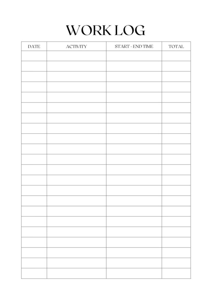 Printable Paper Logs