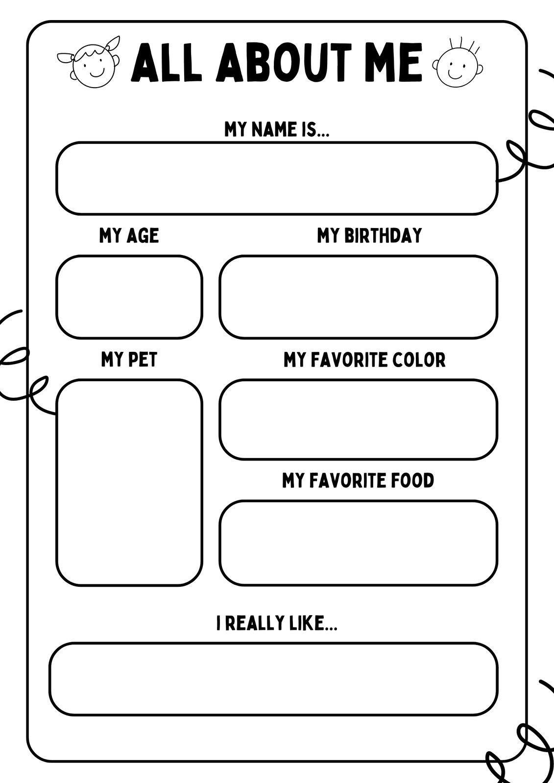 Free And Printable All About Me Worksheet Templates | Canva regarding All About Me Printable Paper