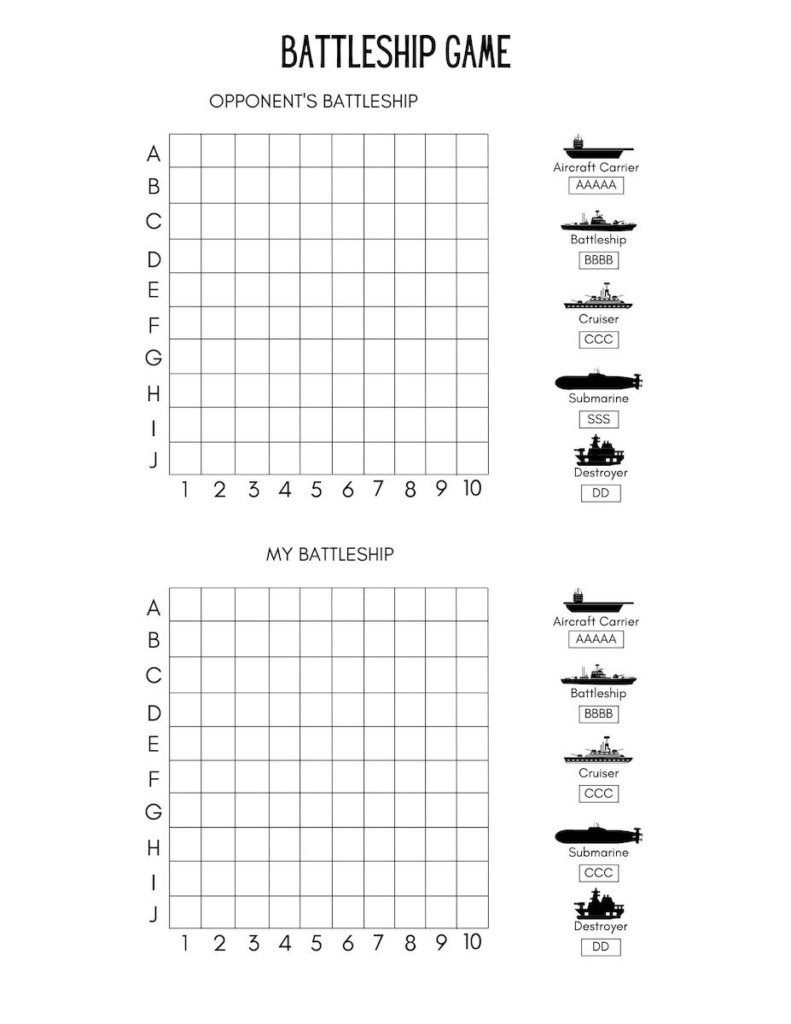 Free Battleship Printable Pdf - Originalmom with regard to Battleship Grid Paper Printable