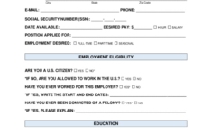 Free Job Application Forms (2) - Pdf | Word – Eforms regarding Printable Paper Job Applications