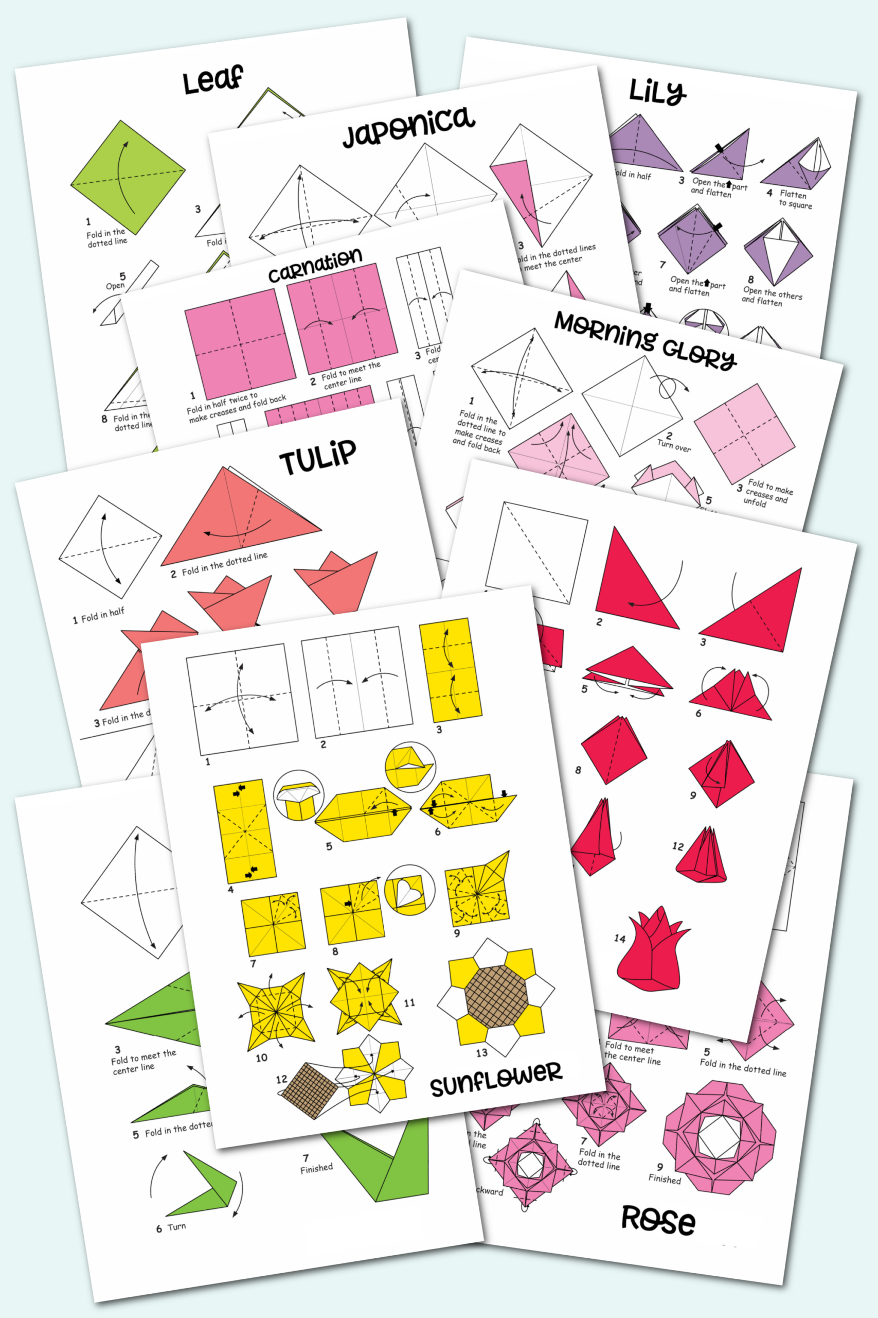 Free Origami Flowers With Instructions And Diagrams - Kara Creates throughout Free Origami Printable Paper