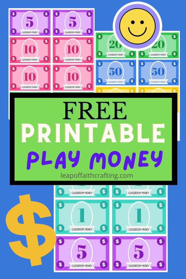 Free Play Money To Print! (For Classroom Or Home!) for Free Printable Paper Money Template