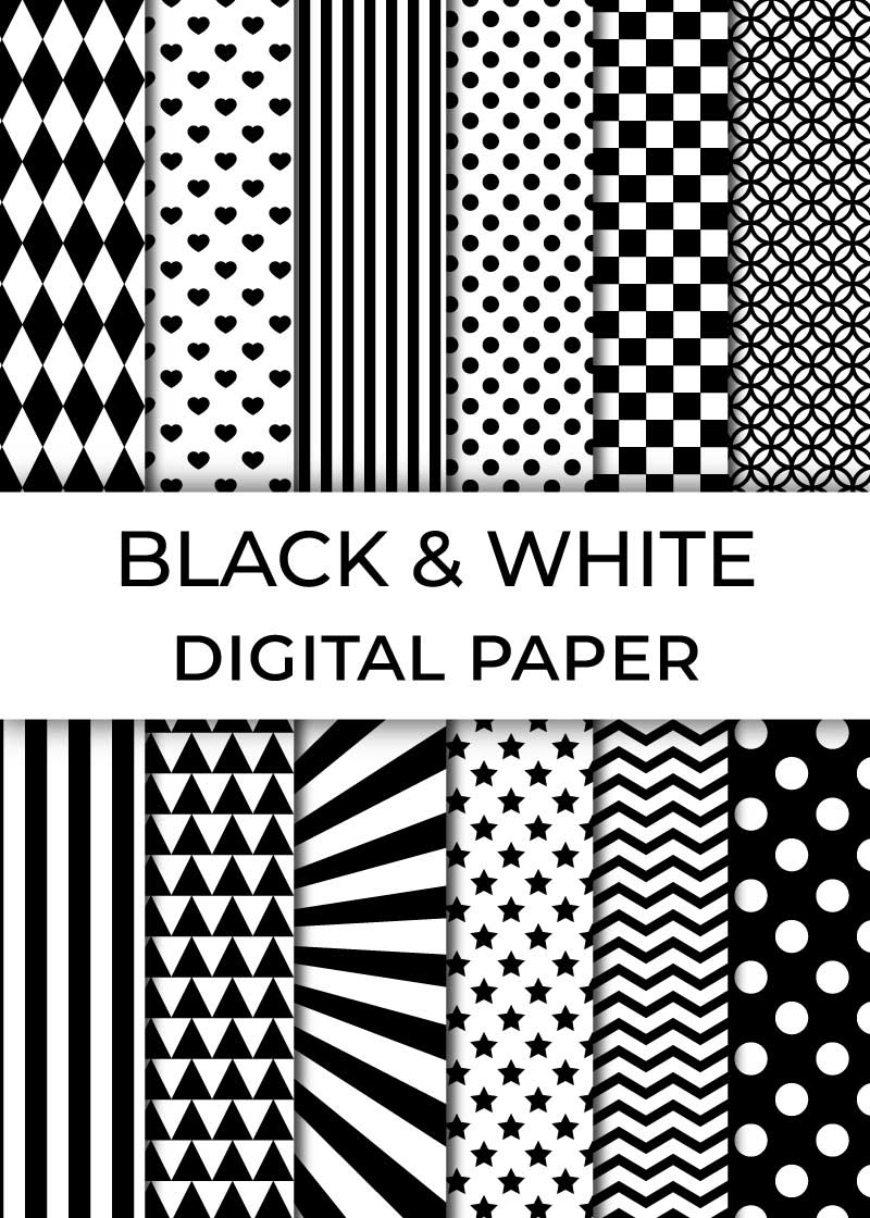 Free Printable Black And White Digital Paper Pack - Chevron Lemon for Digital Printable Paper