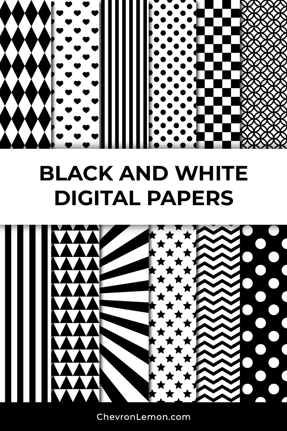 Free Printable Black And White Digital Paper Pack - Chevron Lemon within Pattern Printable Paper