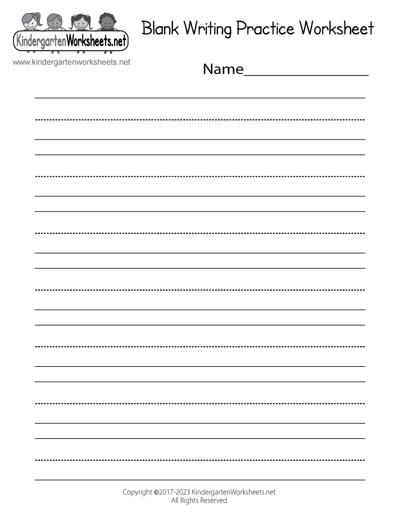 Free Printable Blank Writing Practice Worksheet with regard to Free Printable Paper Kindergarten