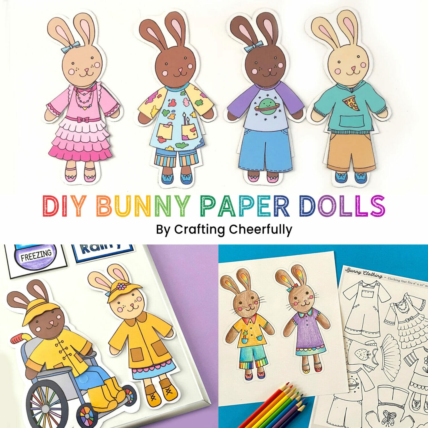 Free Printable Bunny Paper Dolls - Crafting Cheerfully within Free Printable Paper Dolls For Preschoolers