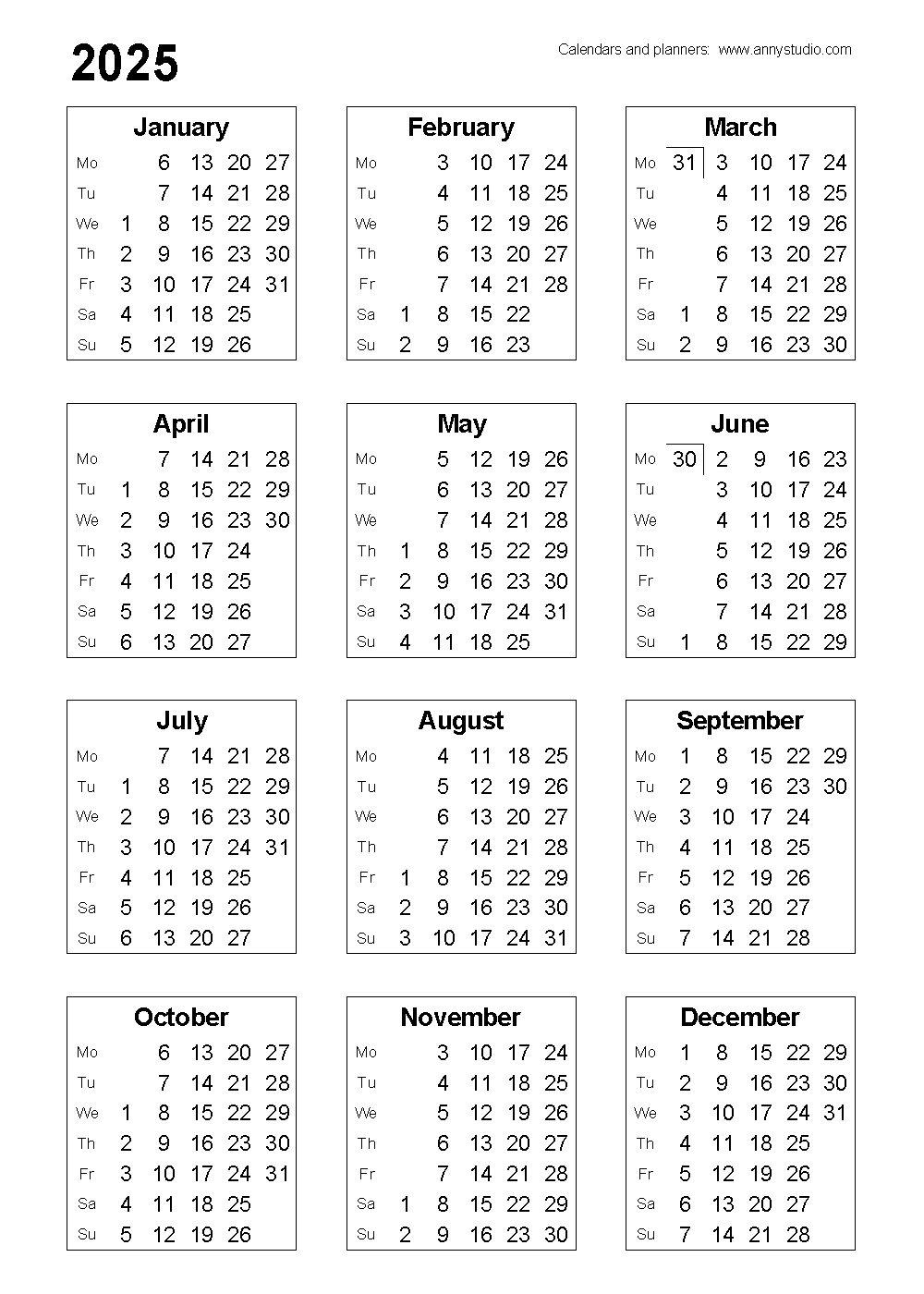 Free Printable Calendars And Planners 2025, 2026 And 2027 for Printable Paper Calendar