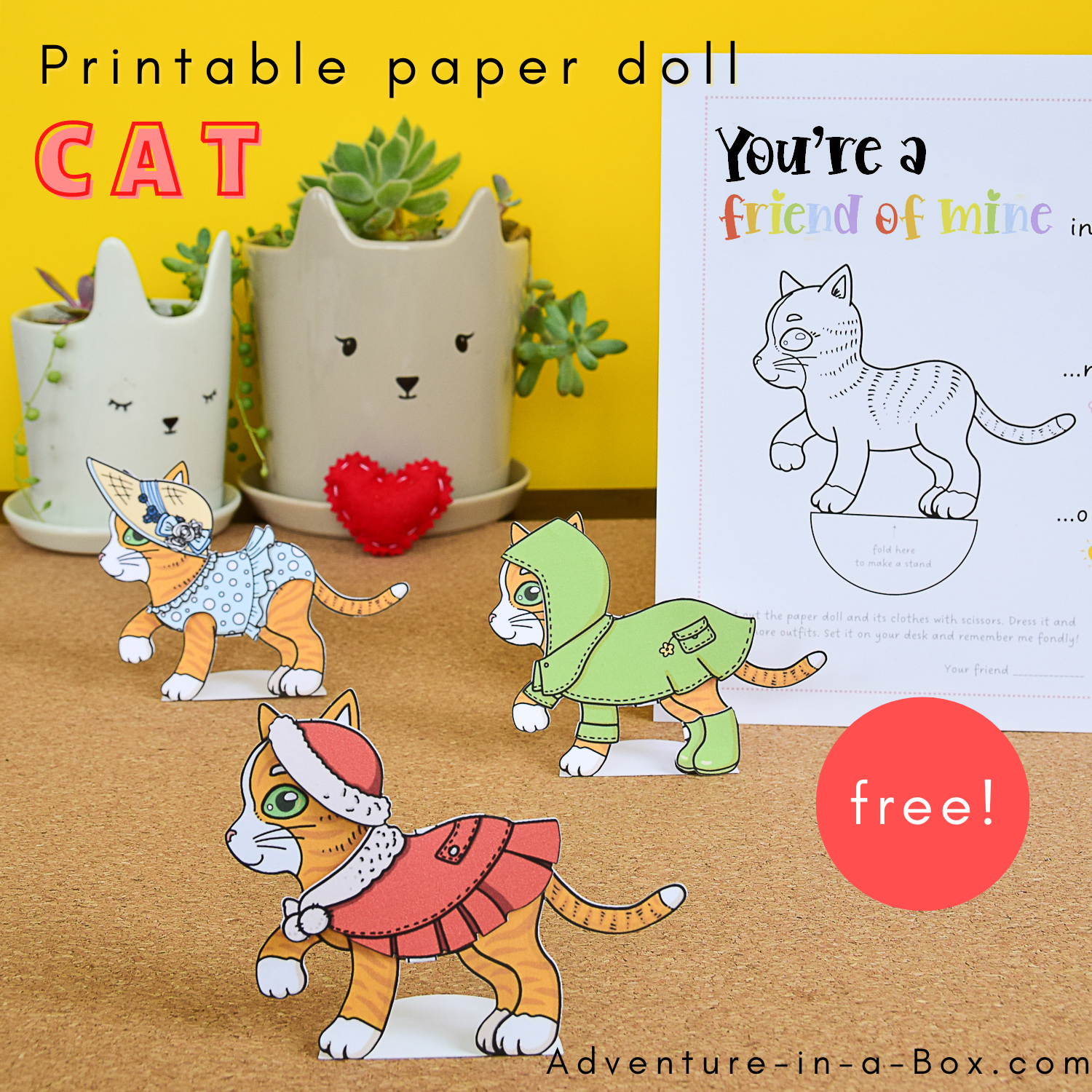 Free Printable Cat Paper Doll | Adventure In A Box regarding Printable Paper Doll Cat