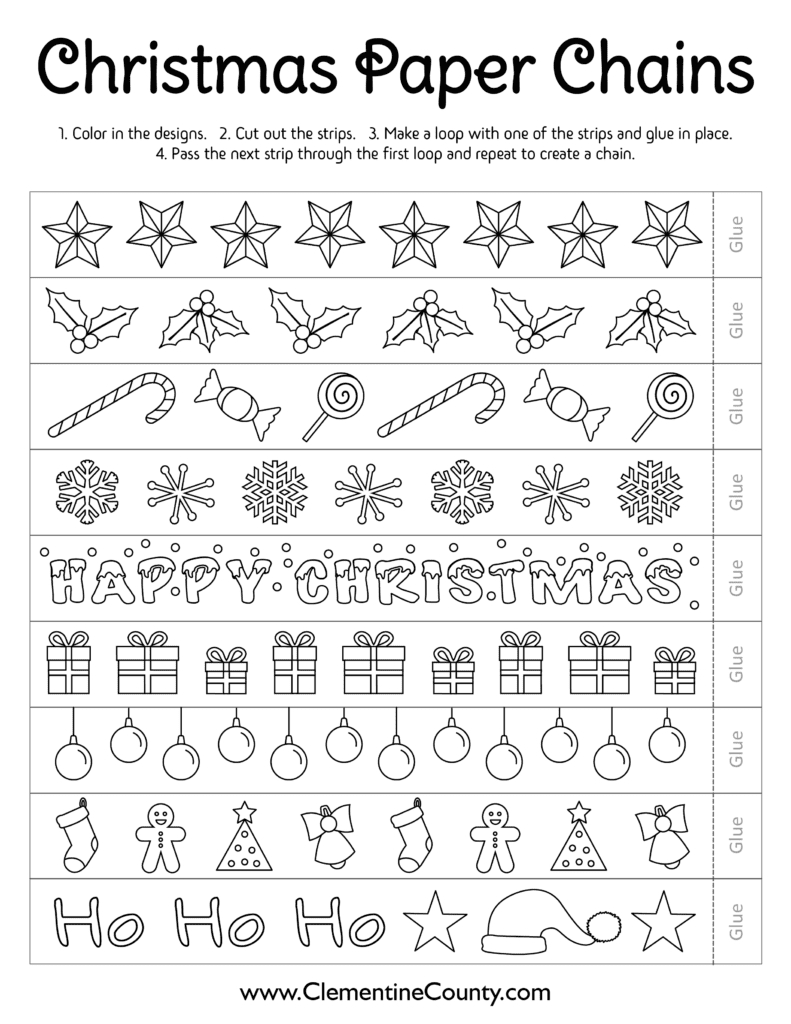 Free Printable Christmas Chains To Color | Clementine County within Christmas Printable Paper Chains