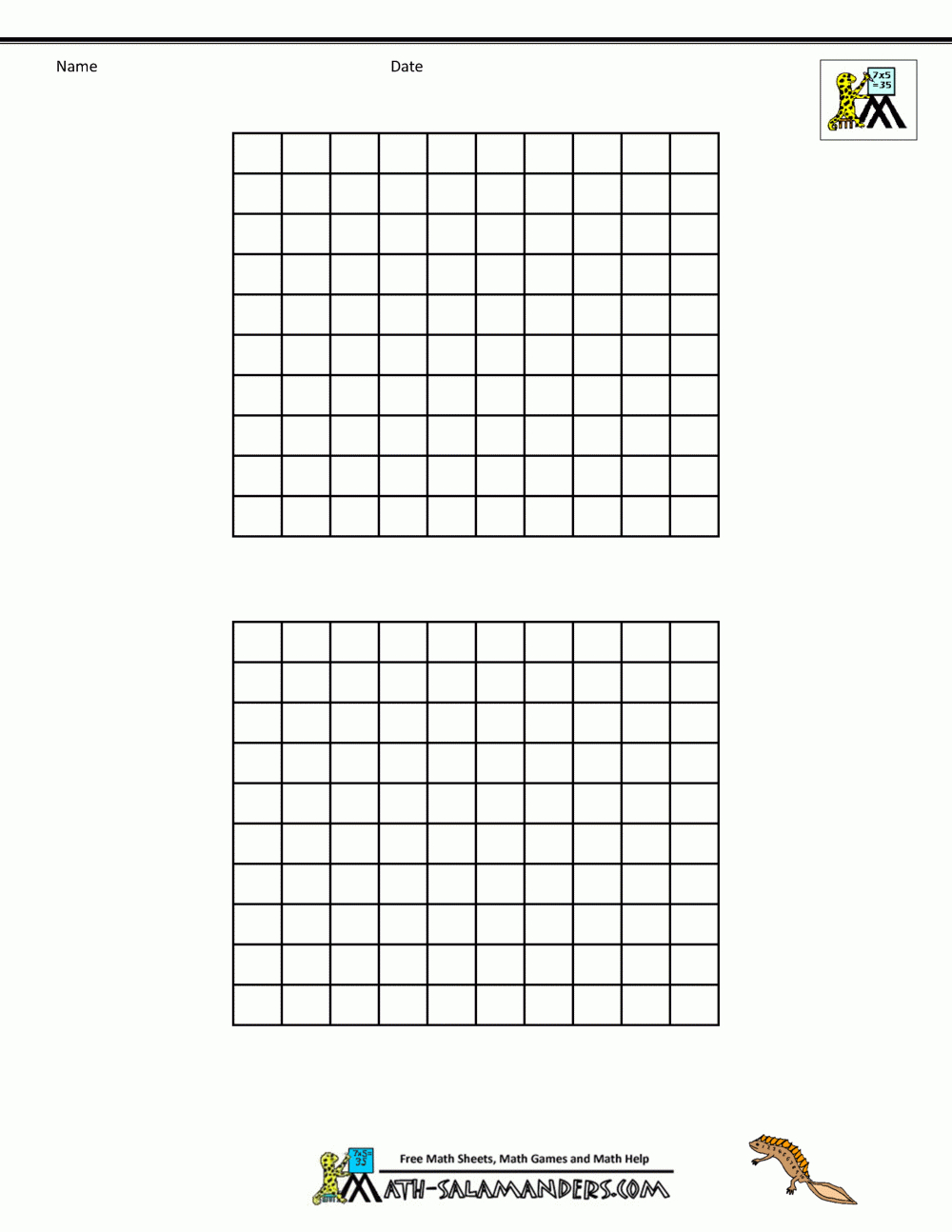 Free Printable Hundred Number Chart throughout 100 Grid Paper Printable