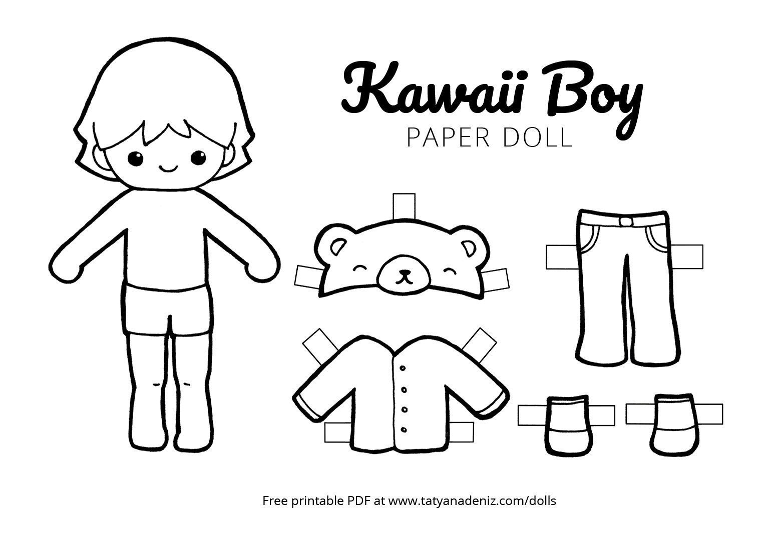 Free Printable Kawaii Paper Dolls Colouring Pages in Free Printable Paper Dolls For Preschoolers