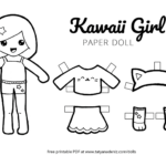 Free Printable Kawaii Paper Dolls Colouring Pages Inside Printable Paper Dolls Coloring Pages