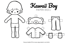 Free Printable Kawaii Paper Dolls Colouring Pages with regard to Free Printable Paper Doll Template For Toddlers