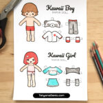 Free Printable Kawaii Paper Dolls Colouring Pages Within Cute Printable Paper Dolls