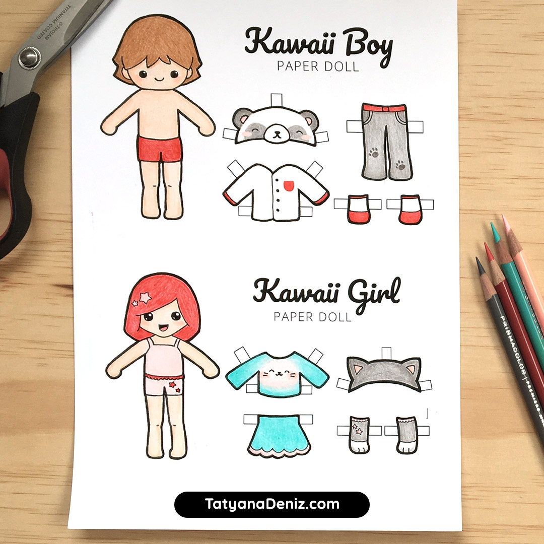 Free Printable Kawaii Paper Dolls Colouring Pages within Cute Printable Paper Dolls