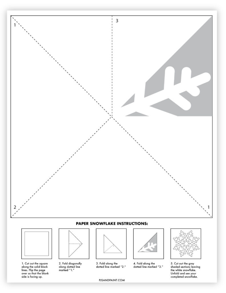 Free Printable Paper Snowflake Template - Pjs And Paint within Free Printable Paper Snowflake Patterns