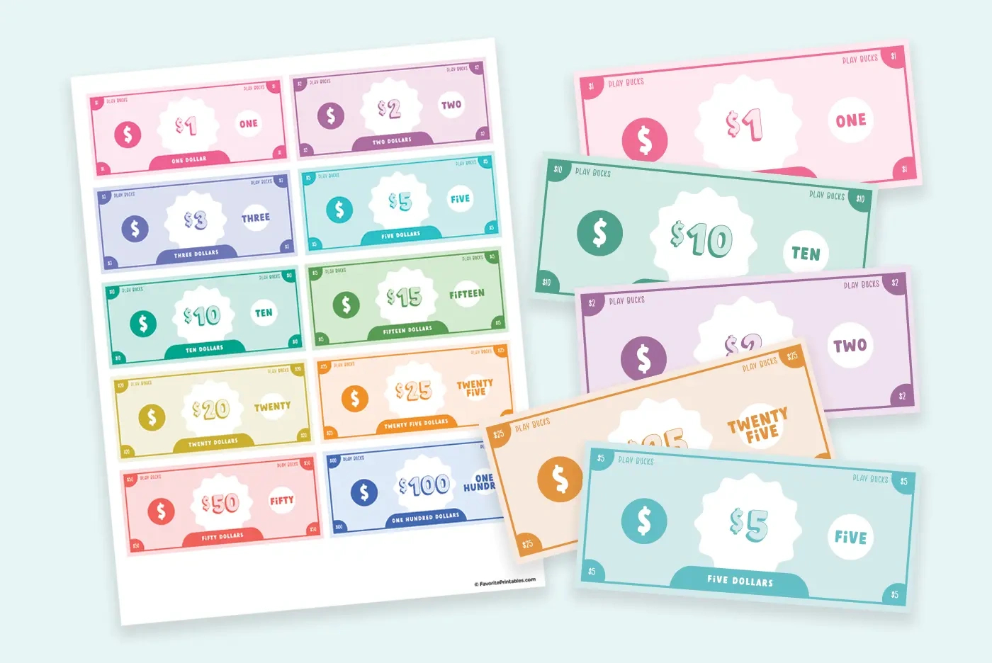 Free Printable Play Money For Kids - Favorite Printables in Printable Paper Play Money