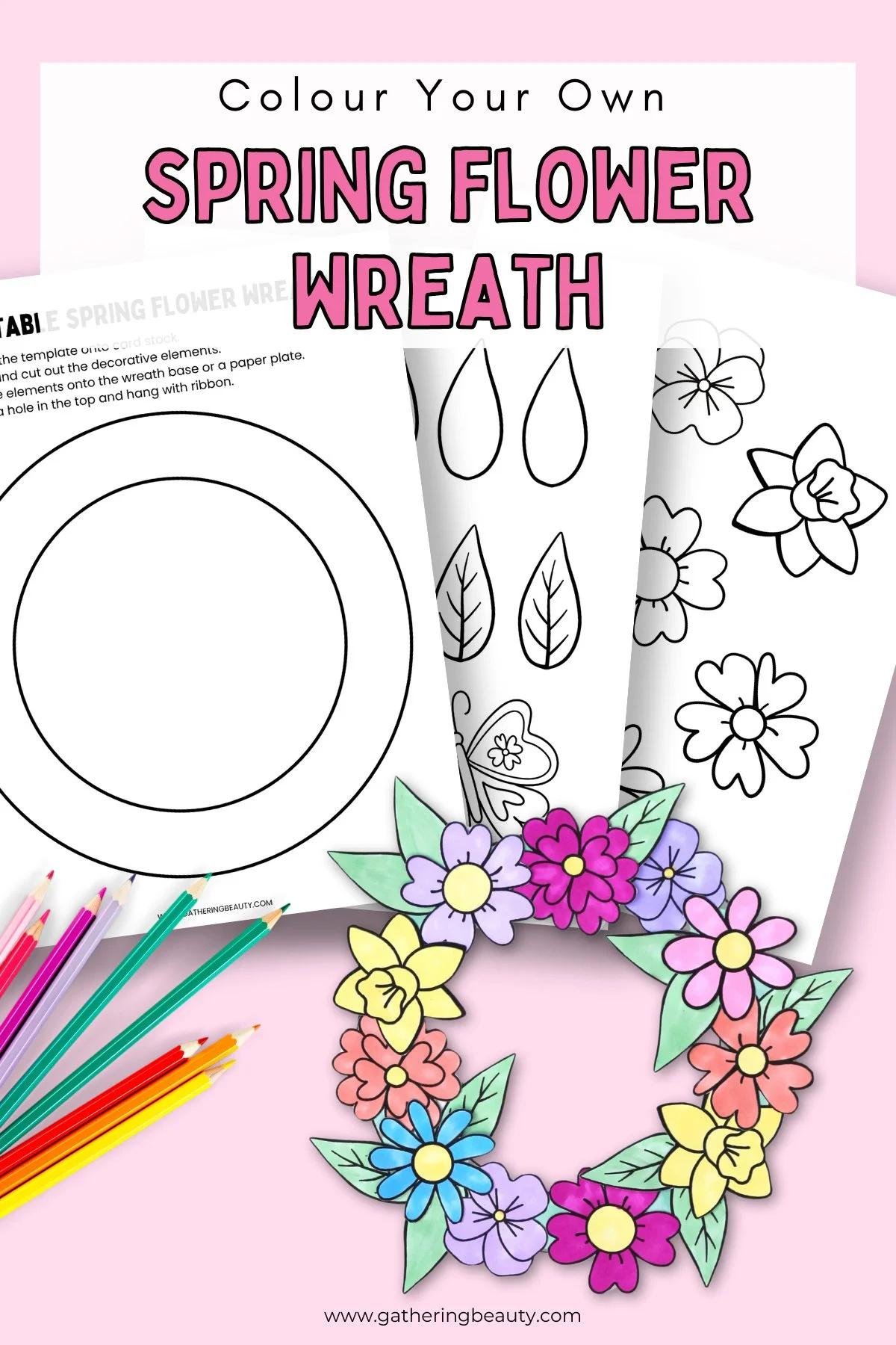 Free Printable Spring Flower Wreath — Gathering Beauty for Free Printable Paper Wreath Template