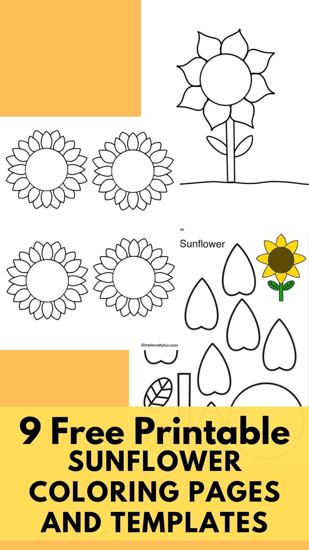 Free Printable Sunflower Pdf Template - throughout Printable Paper Sunflower Template