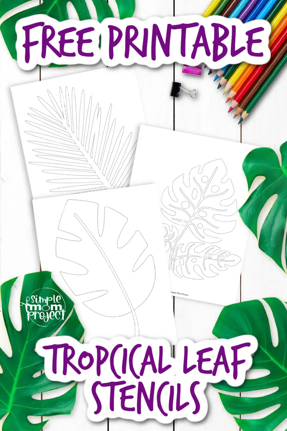 Free Printable Tropical Leaf Stencil Template – Simple Mom Project with Printable Paper Stencils
