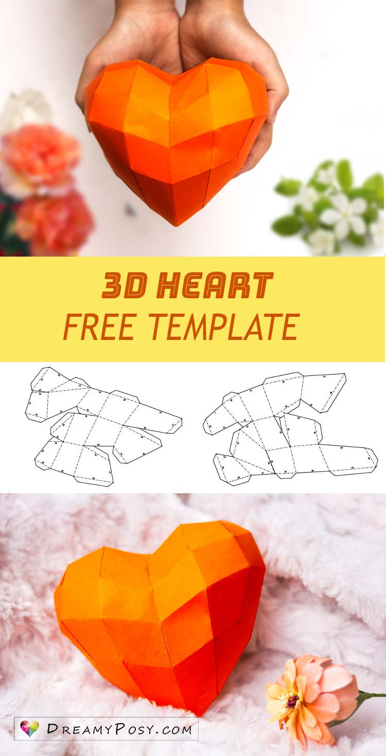 Free Template To Make Paper 3D Heart For Your Valentine with Printable Paper Hearts