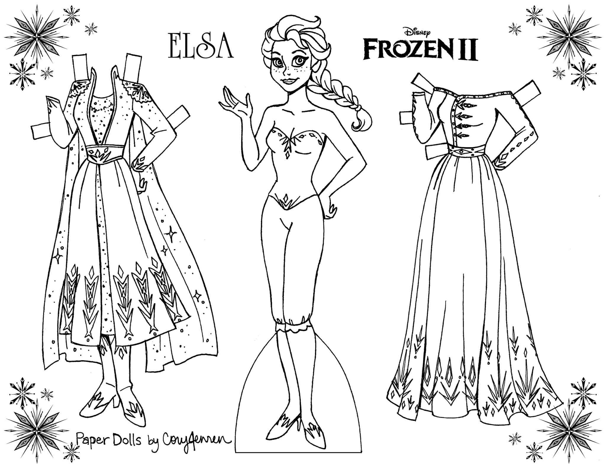 Frozen 2 Coloring Paper Dolls Of Elsa And Anna - Youloveit with Frozen Printable Paper Dolls